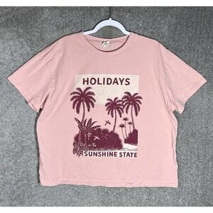 Desmond‎ & Dempsey X H&M Tee Womens Size XL Pink HOLIDAYS in the SUNSHINE STATE